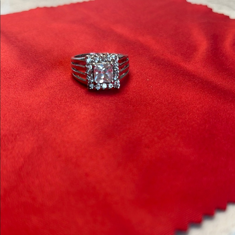Silver diamond cocktail ring